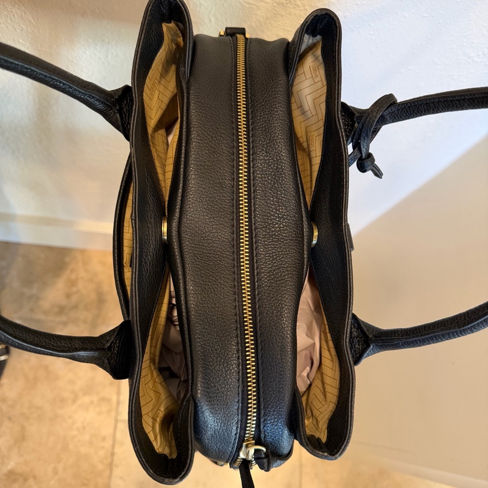 Lodis Black Leather Satchel with Gold Hardware Detail - Picture 11 of 16